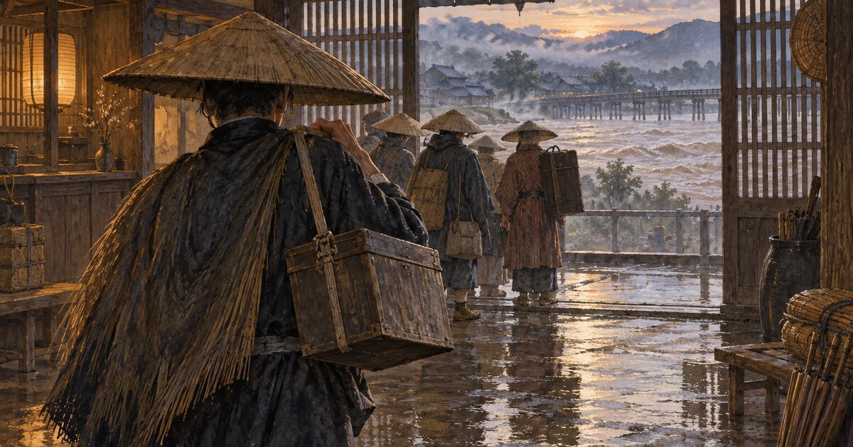 飛脚と雨の日の一番渡し