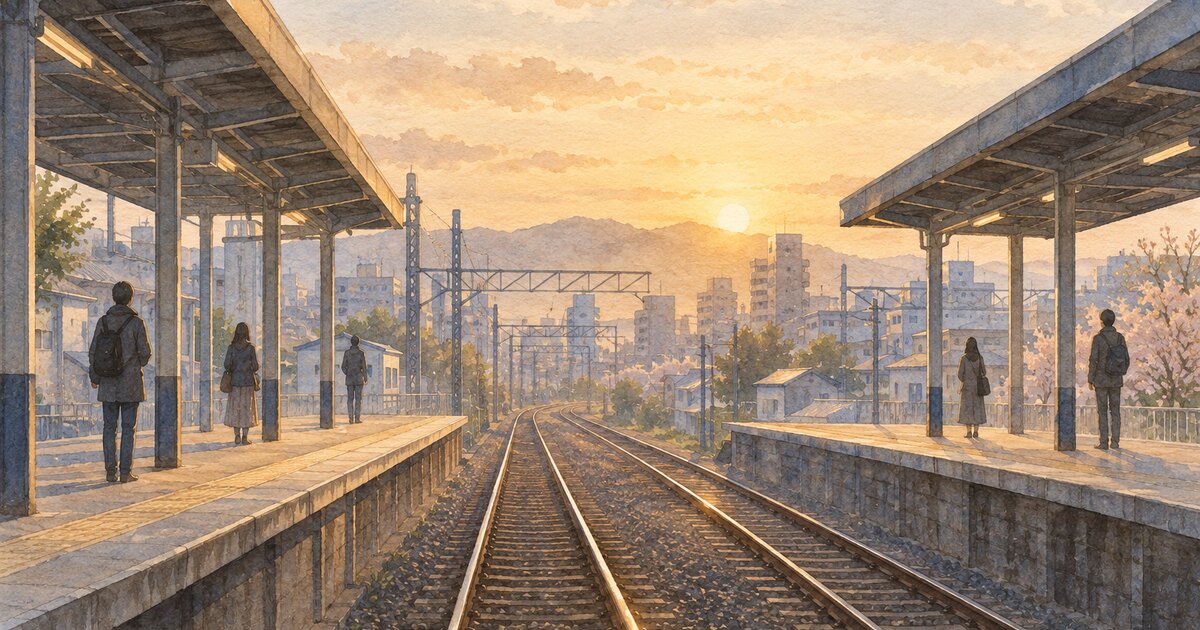向かいのホームの人