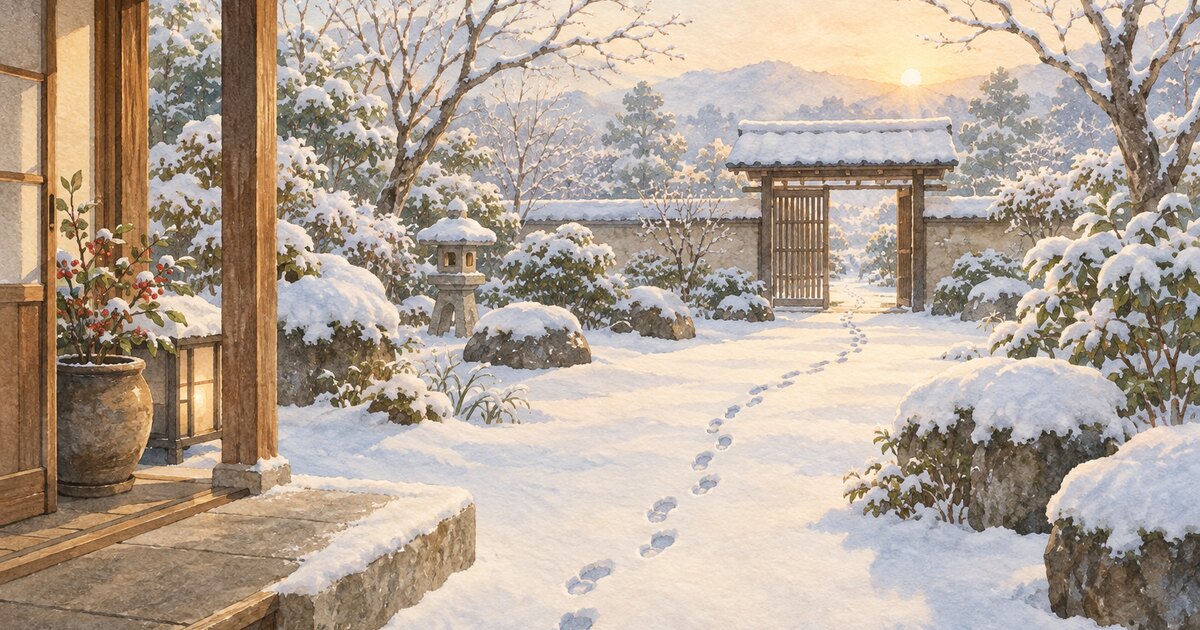 雪の朝の足あと